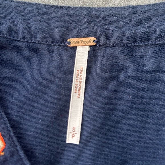 Free People Blue Puff Sleeve Embroidered Blouse - Picture 5 of 5